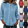 Women's Casual Long Sleeve Pleated Button Down Blouse