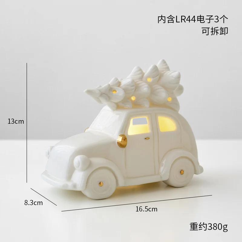 Keramik Weihnachten leuchtender Schneemann leuchtendes Auto kleine Tischplatte Heimschmuck Weihnachtsgeschenk