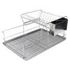 Dish Drying Rack Space Saving 2 Tier Dish Rack for Kitchen Counter Stainless Steel Dish Drainer with Cutlery Holder
