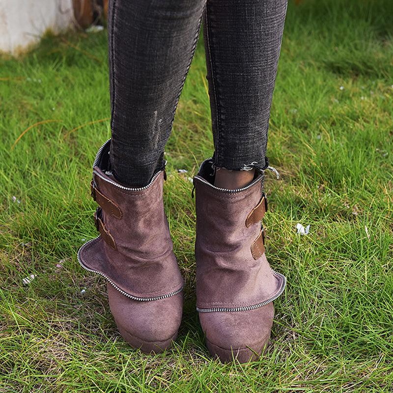 Dámské boty na vysokém podpatku Kotníkové klínky Dámské boty Falešný zip Spona