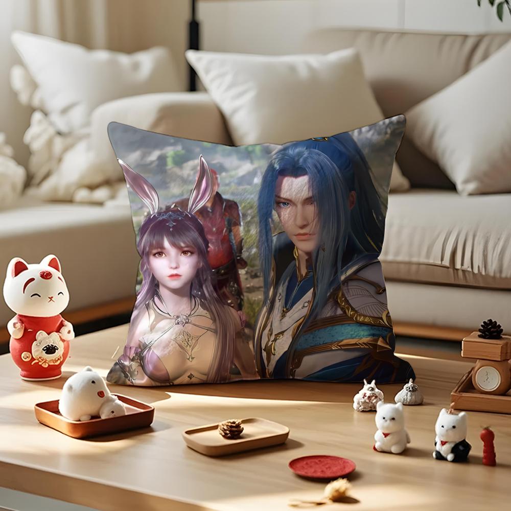 Soul Land Cushion Cover Anti-dustmite Pillowcase Invisible Zipper Silky Short Plush Sofa Cushion Cover