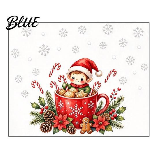 Snowflake Glass Clings Christmas Elf Mug Window Sticker Festive Static Cling Decal Removable Art Gingerbread Man Sticker for Doors Windows Holiday
