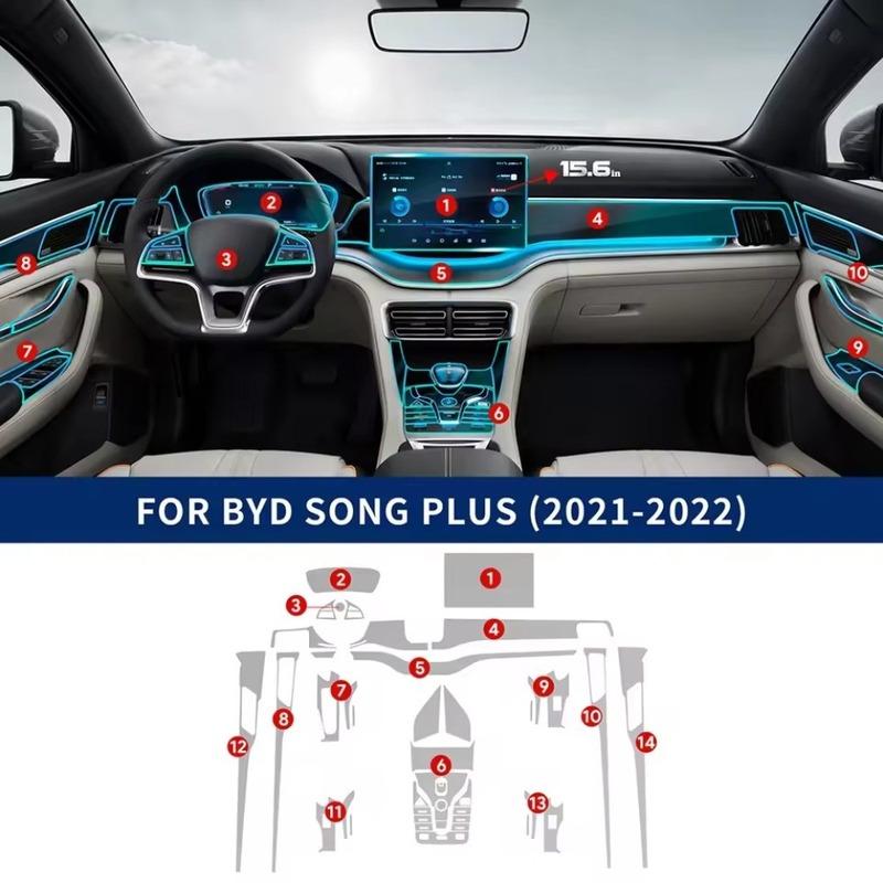 Center Console Clear Protective TPU Film Anti Scratch PPF Protective Film For BYD Song Plus -2025 Auto Interior Accessories