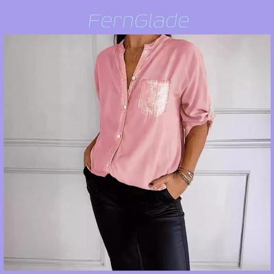 Womens Business Shirt With Pocket And Noniron Polyester For Office Wear