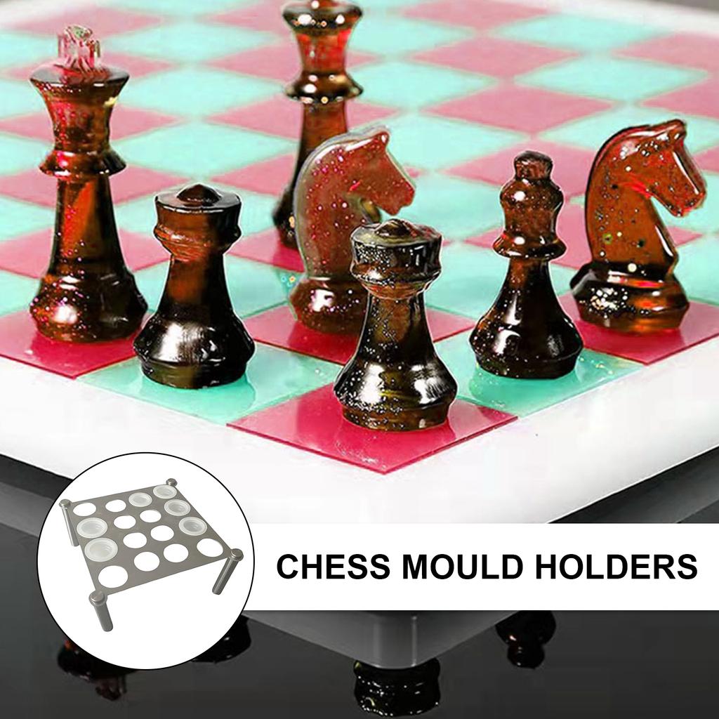 Resin Chess Set Silicone Mold Accessory Metal Chess Item Holder Chess Display Stand Silicone Chess Making Moulds