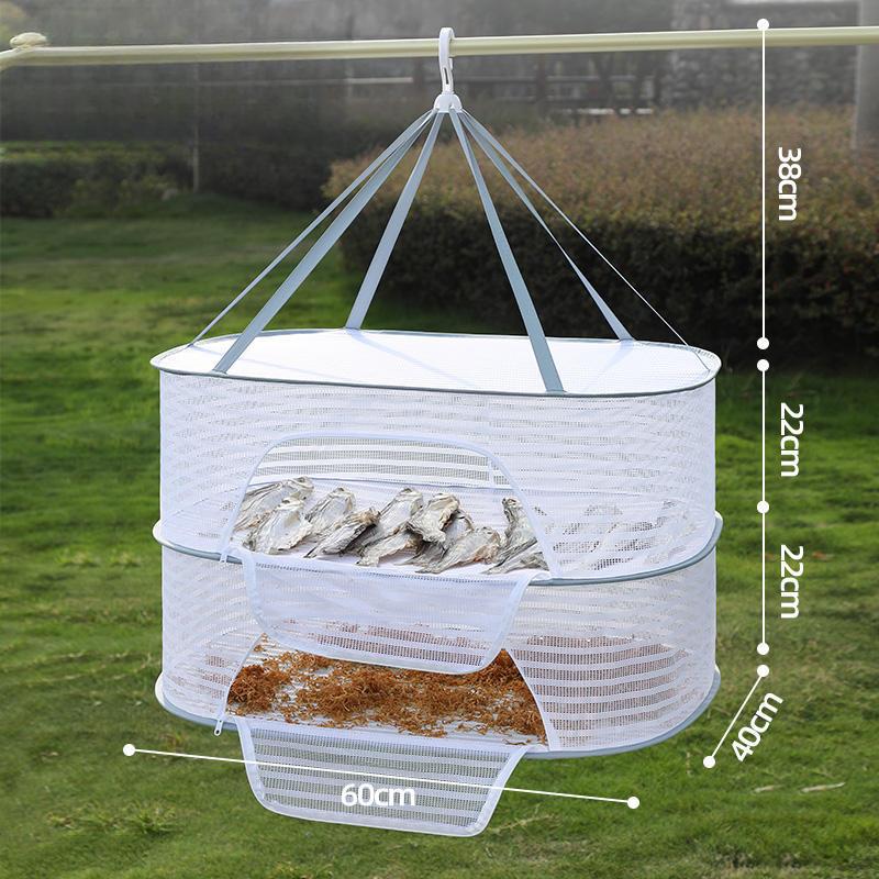 1/2/3 Layer Hanging Mesh Drying Basket U-shaped Zipper Design Food Fish Clothes Hanging Drying Net Outdoor Foldable Hanging Mesh Dryer