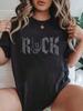Graphic-Shirt Cotton Tees Size Plus% CottonRock On Skeleton Hand Rock And Roll Rock Music Band