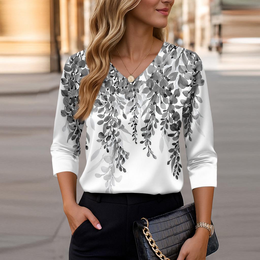 Blouse For Women Dressy 3/4 Long Sleeve Shirts Business Casual Outfit Tops