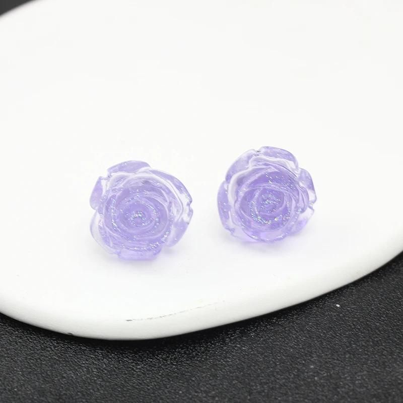 Resin Transparent 3D Flower Big Stud Earring for Women Personality Creative Lovely Simple Wedding Jewelry Girl Gift Brincos