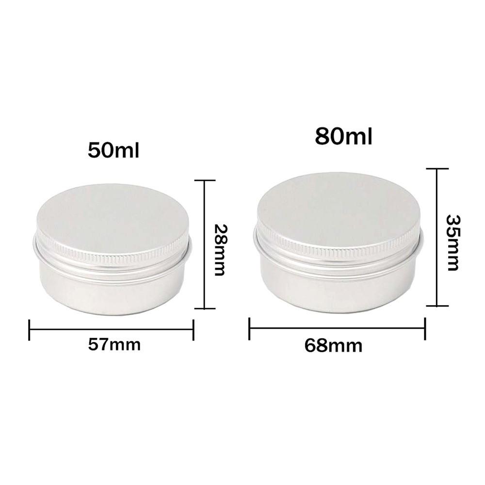 New Round Aluminum Tin Can Screw Lid Aluminum Metal Storage Jar 50ML Capacity 80ML Capacity Threaded Aluminum Box For Crafts