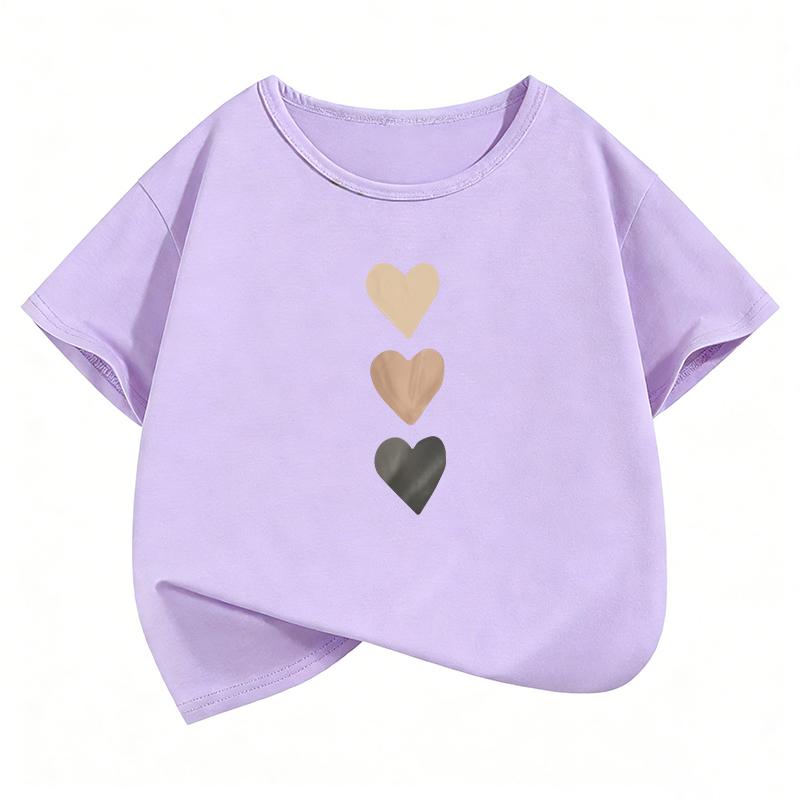 Fashion Love Heart Design TShirt Printed T Shirt Girls Summer Clothes Short Sleeve Tops TShirts Cute Girls Clothing