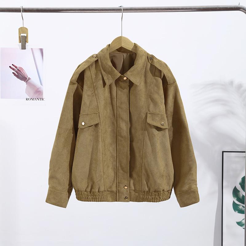 

Fashion Thicken Jackets Women s Loose Lapel Long Sleeves Zipper Elastic Band Coats 2026 Autumn New Lady Casual Solid Outwears XL