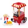 Vintage Professional Popcorn Maker Cart, 1200W Electric Hot Air Popcorn Machine for Home Cinema, Popcorn Machine[445]