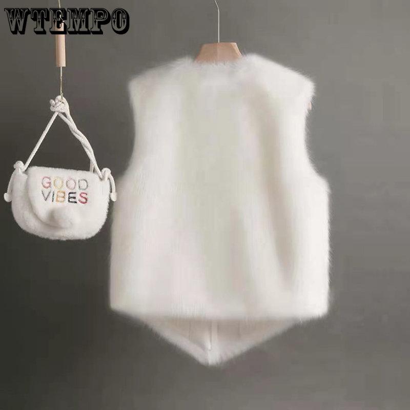 Pelzweste Frauen Kurze Oberbekleidung Herbst Winter Nachahmung Kaninchenfell Weste Weibliche Mode Warme Plüsch Weste Damen Jacke