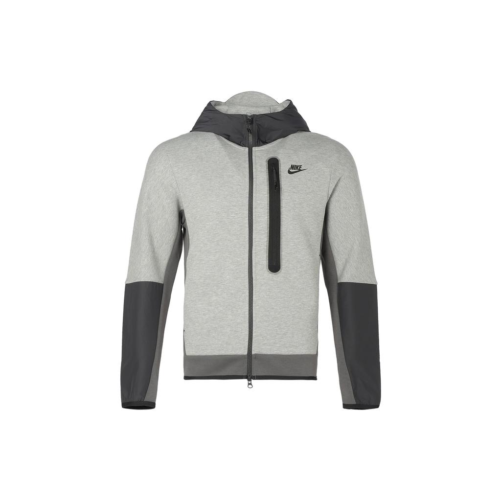 Nike Pánská bunda s kapucí na zip Tech Fleece s potiskem a malým logem svrchní oděv šedá CZ9905-063