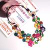 Wood Tassel Colorful Petal Bead Necklace Multi Layer Choker Flower Necklace  Women