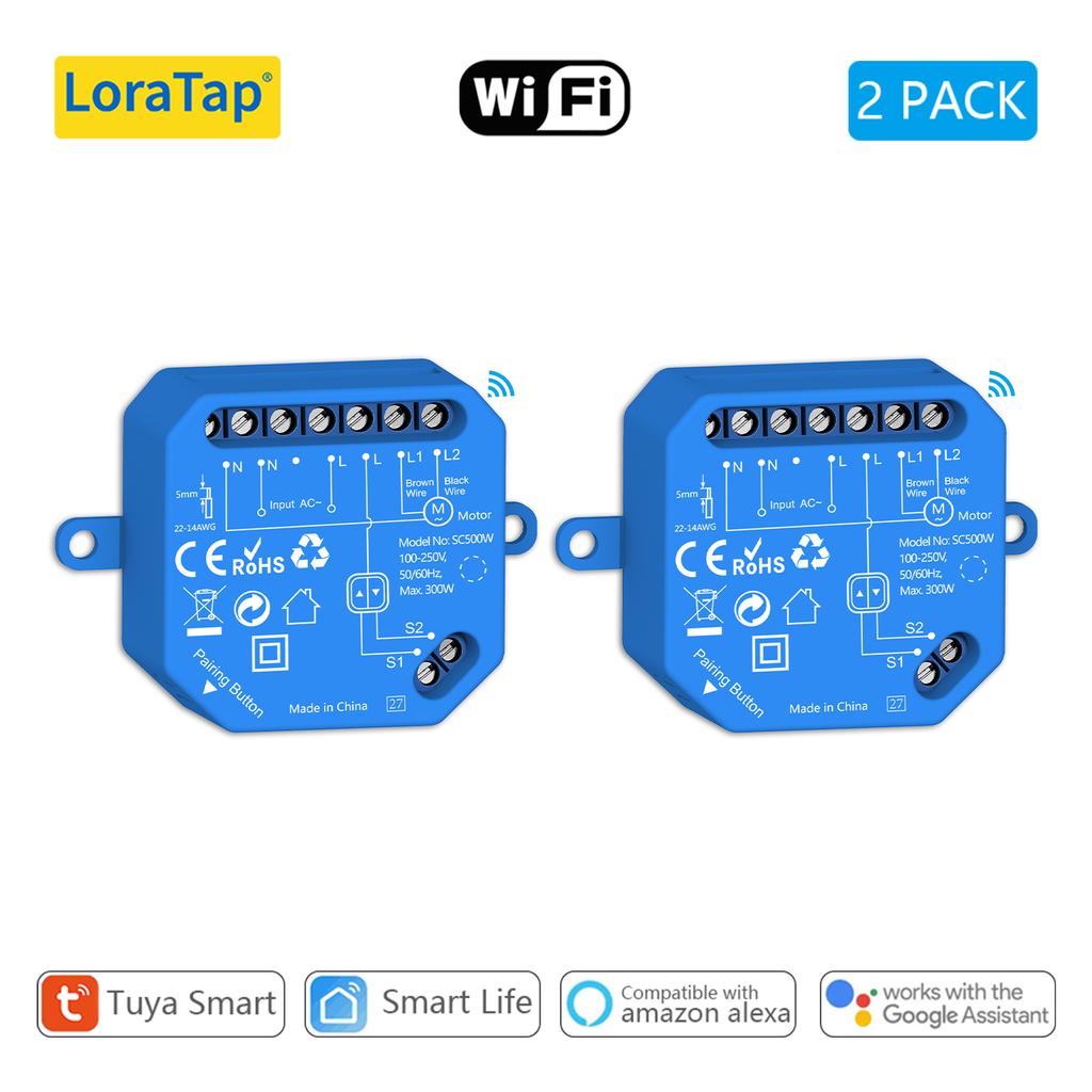 LoraTap Tuya Smart Roller Shutter Curtain Blinds Switch Tubular Motor Percentage Remote Voice Control by Google Home Alexa