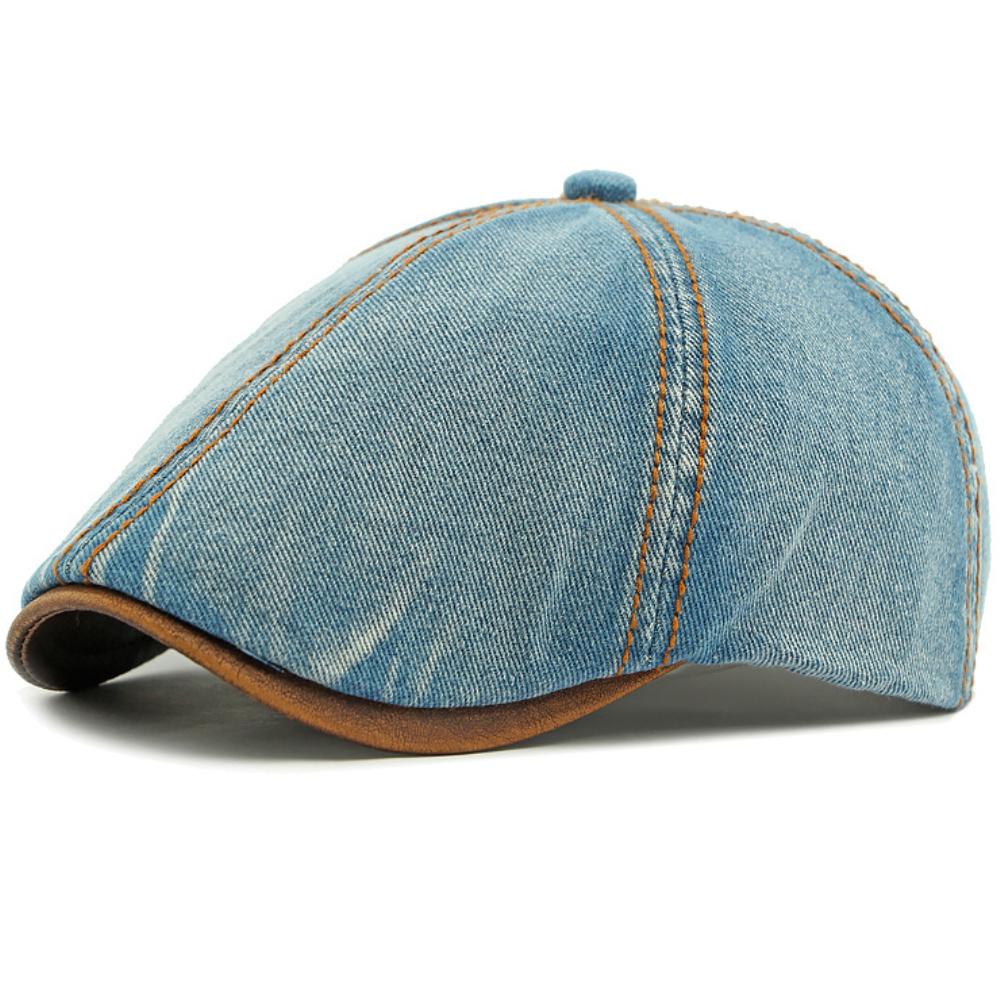 HT4735 Berets for Men Women Vintage Artist Painter Octagonal Beret Hat 6 Panels Denim Ivy Flat Cap Male Female Spring Beret Cap