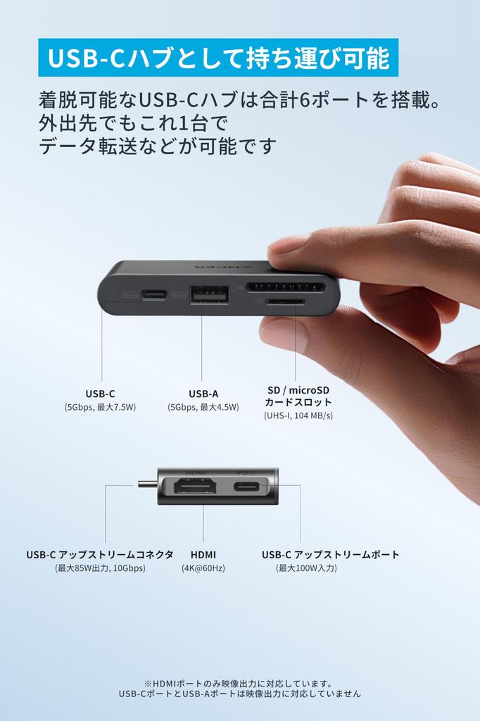 Anker Nano Docking Station Detachable with up to 4K up to 100W upstream simultaneous output to up to 3 10Gbps data and card (13-in-1, USB-C Hub)