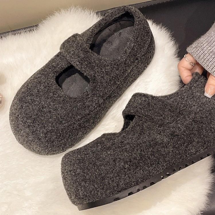 Woolen Birkenstocks Women's 2025 Autumn and Winter New Thick-soled Soft-soled All-inclusive Boken Shoes One-pedal Single Shoes Mao Mao Shoes