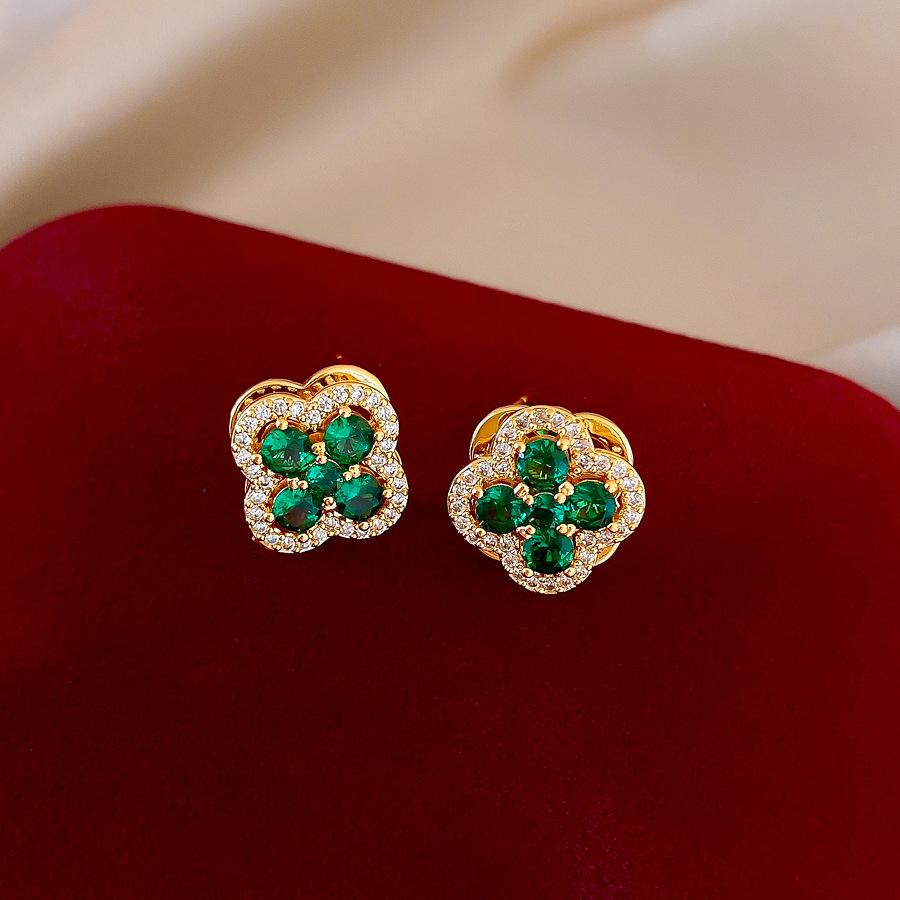 Французские ретро серьги-гвоздики с цирконами в виде цветов, изысканные серьги, подчеркивающие темперамент, нишевый дизайн