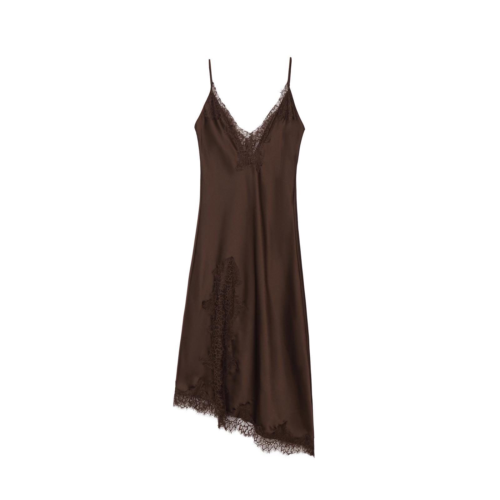 Elegant French Lace Silk Satin Women s Dress Medium