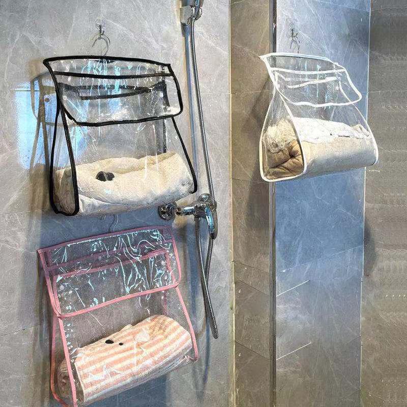 PVC Waterproof Hanging Mobile Phone Bag Wall Hanging Organizer Storage Bag Bathroom Shower Accessories Towel Clothes Organizer
