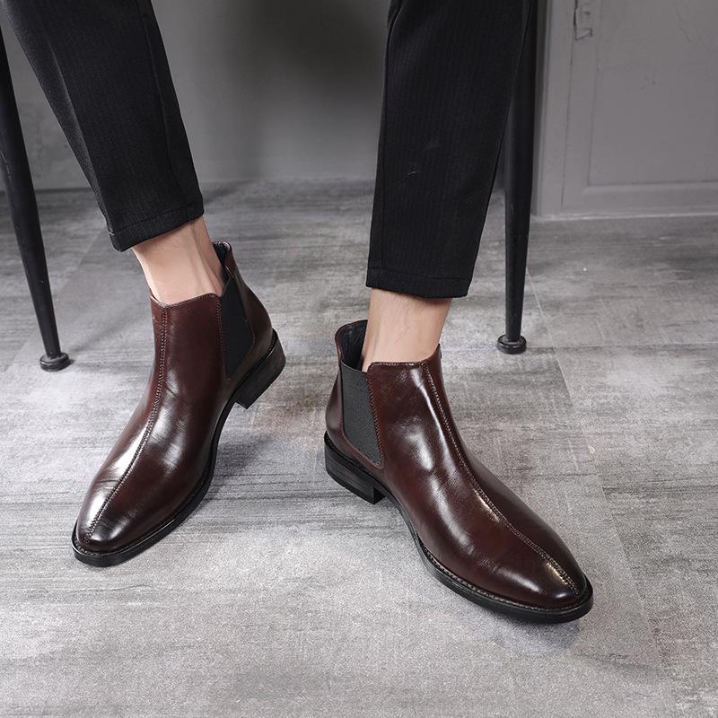British Pointed Toe Short Boots Men 