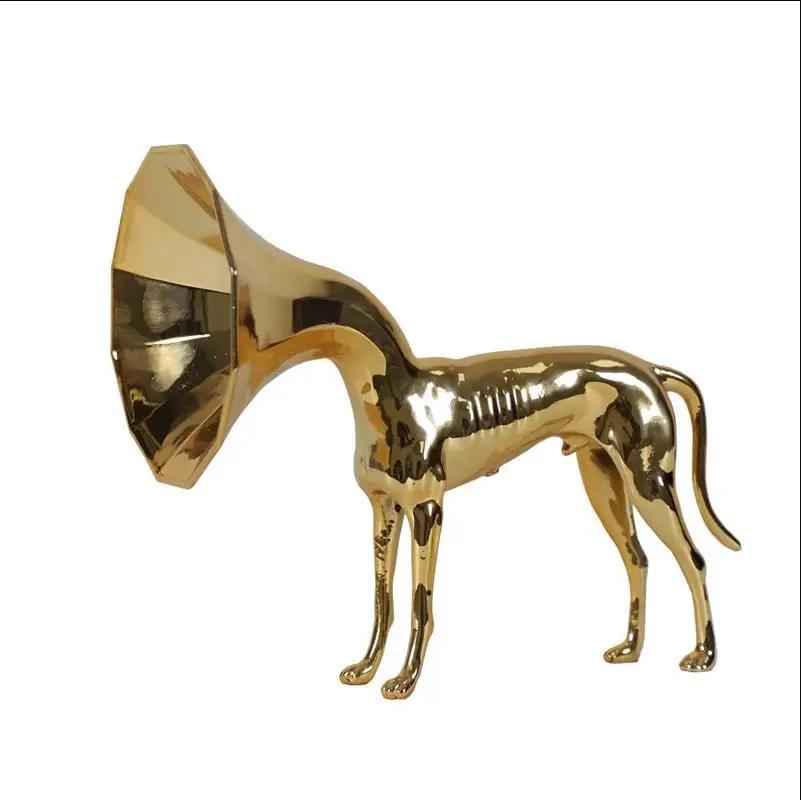 

Metal Handicrafts Simulated Animal Sculptures Abstract Golden Trumpet Dog Decorative Figurines Home Decoration Accessories
