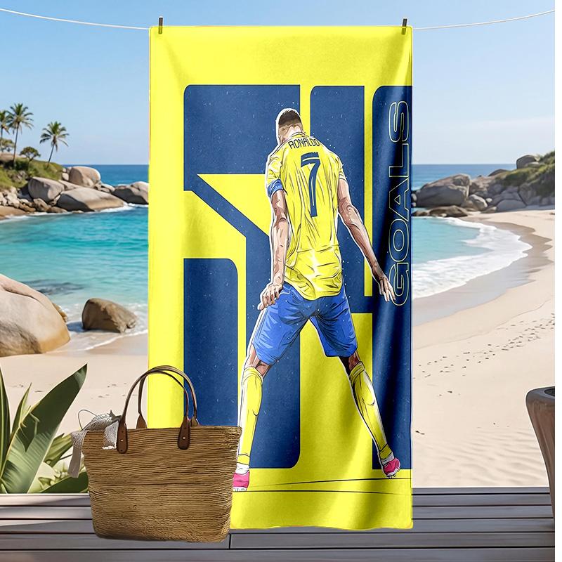 Cristiano Ronaldo Printed Beach Towel Quick Dry Soft TowelPortable Large Rectangular Beach Blanket for Travel Swimming Pool