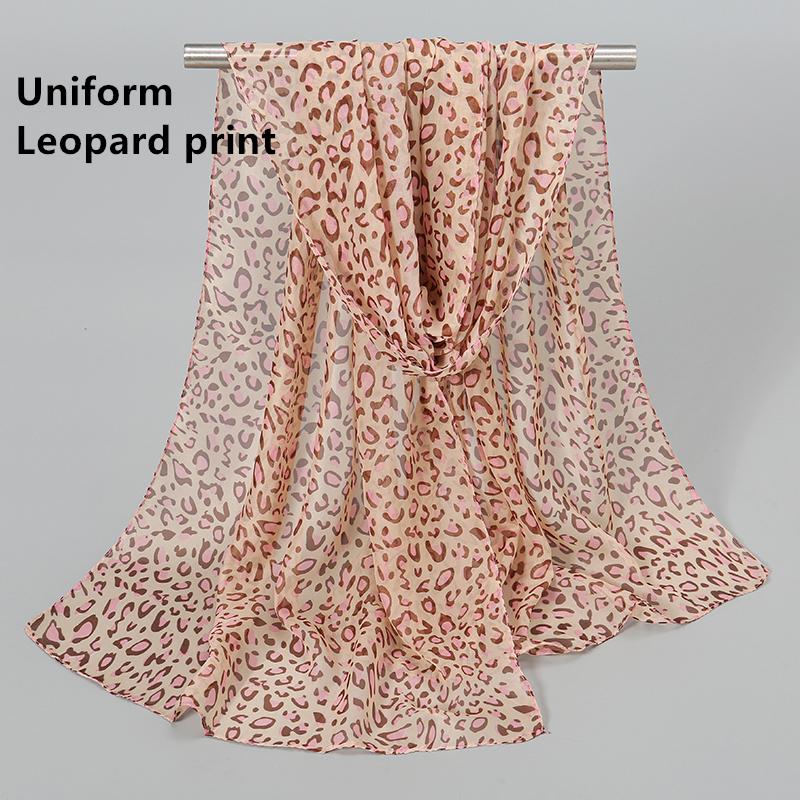 150*50cm Spring New Leopard Print Scarf Women Long Shawl Light Soft Georgette Chiffon Hijab Classic Leopard Print Beach Towel