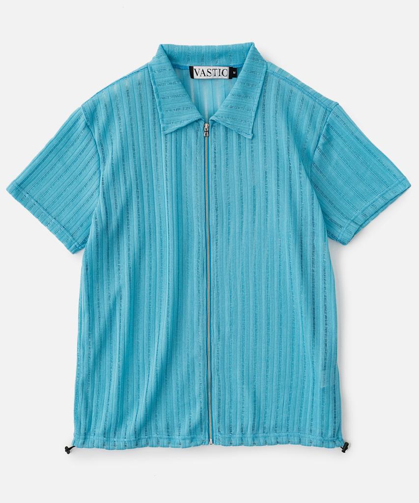 VASTIC Zip-Up See-Through Half Knit_Blue