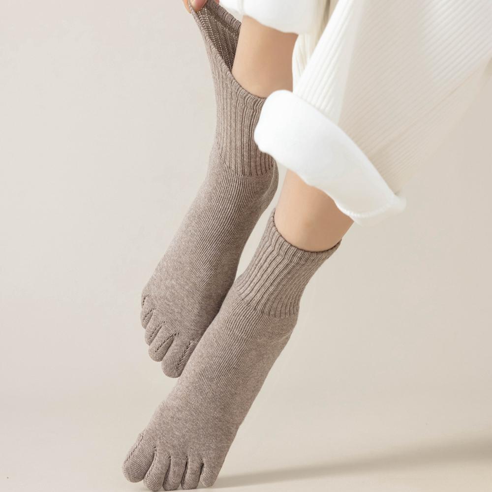 3 páry fleecových podzimních zimních ponožek na prsty pro ženy, tlusté teplé ponožky s pěti prsty, vysoce kvalitní bavlněné sportovní atletické ponožky