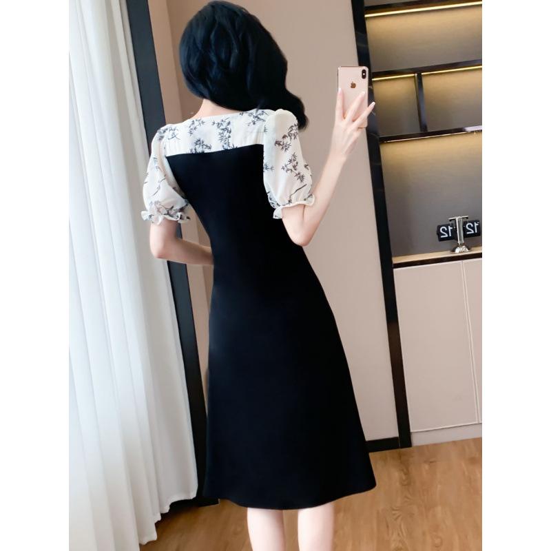 Summer temperament improved cheongsam new dress Chinese slim design slim splicing small black dress