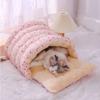 Thicken Cat Sleeping Bed PP Cotton Cat Warm Basket Semi Enclosed Warm Cat Nest  For Dogs Cats Puppy