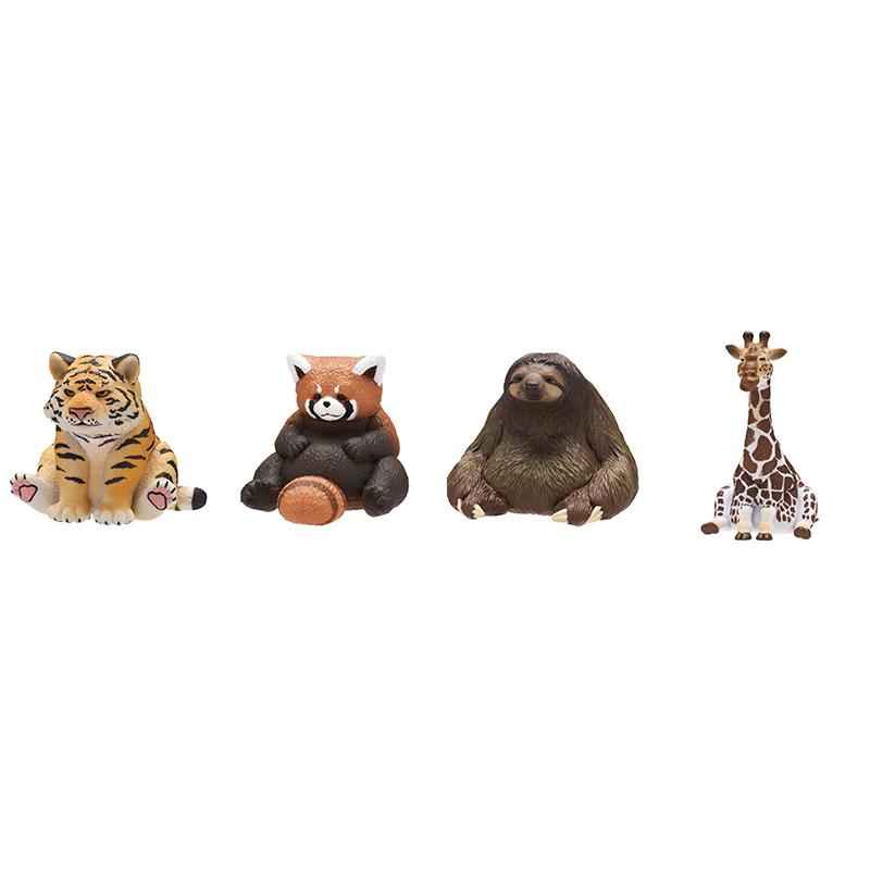 Genuine Gacha Figure Small Scale Model Round Rolling Animal 03 Giraffe Tiger Sloth Red Panda Action Figure Model Toys