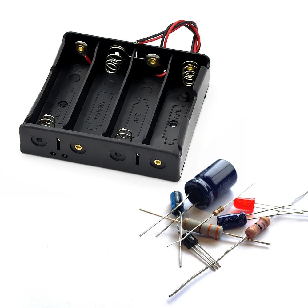 10-1pcs 1 2 3 4 Slot Plastic 18650 Battery Holder with Wire Lead Black 18650 Battery Storage Box Case for 18650 3.7V Battery