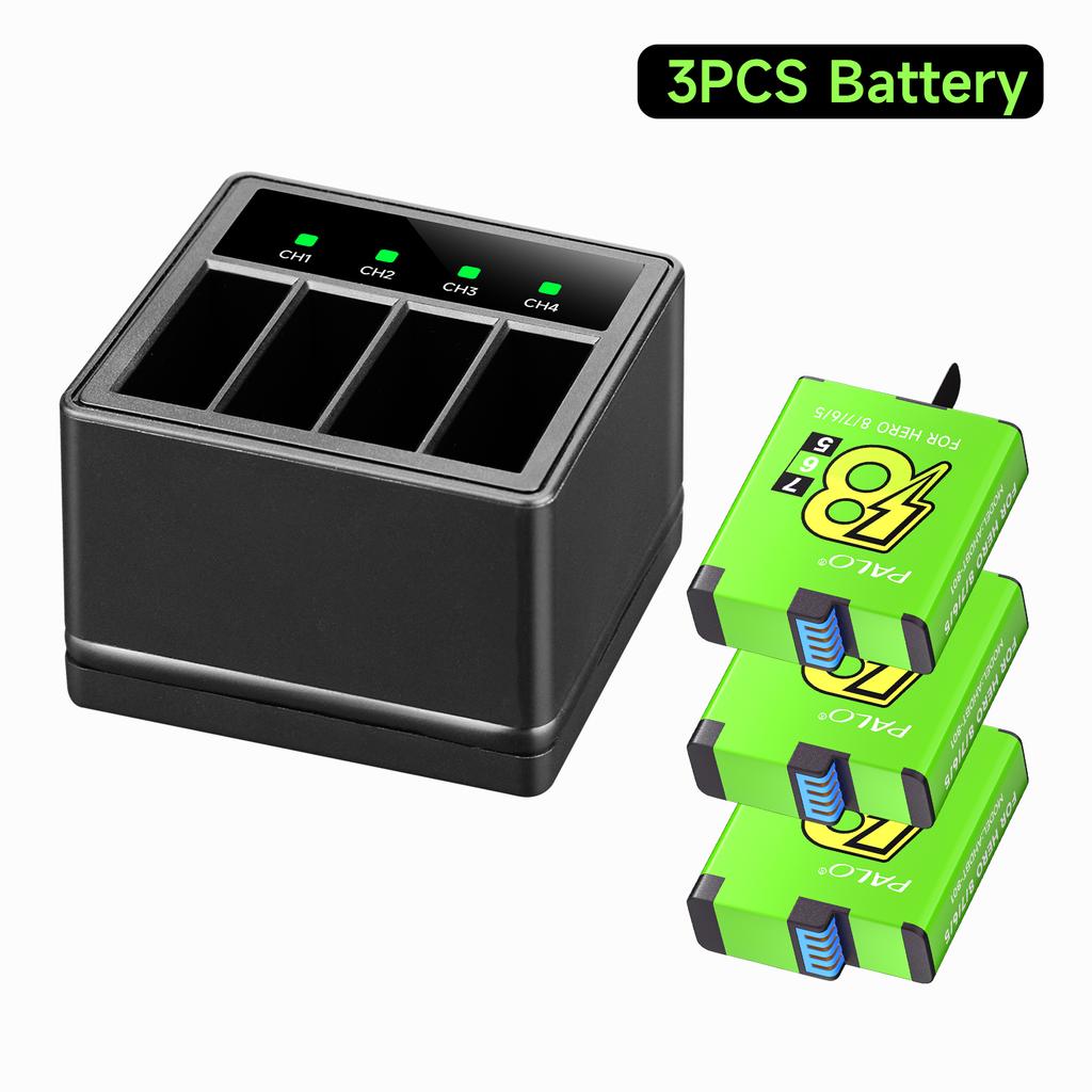 For GoPro 8 7 5 6 battery+4 Solts LED Light Battery Charger Storage Box With usb cable For Gopro Hero 8 7 hero 5 HERO 6 Camera