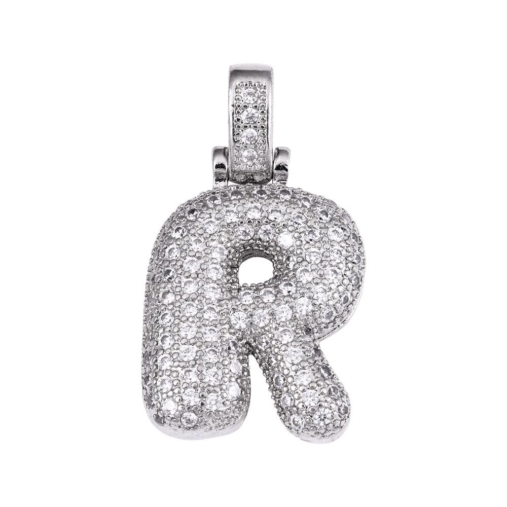 Cross Hip Hop Copper Zircon 26-Letter Pendant Necklace