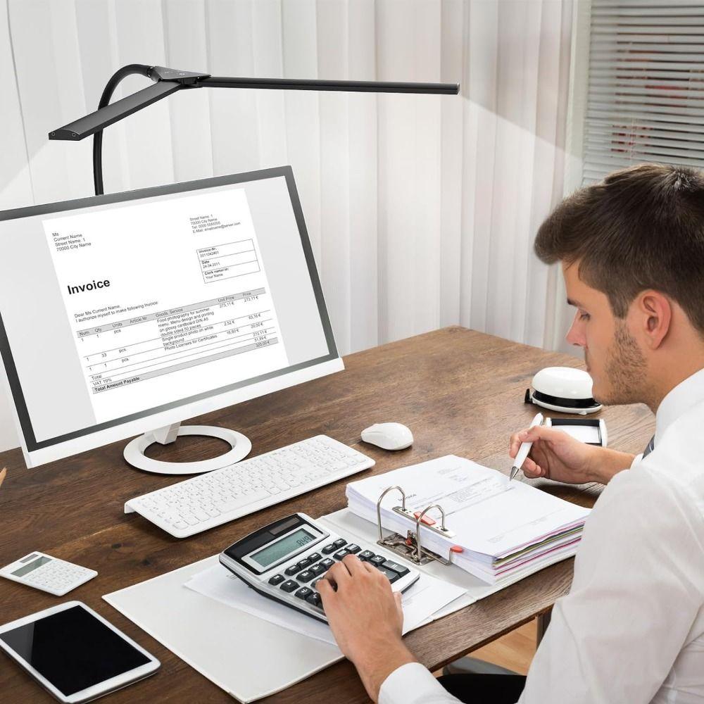 Double Head Led Desk Lamp 3 Color Modes Dimmable Clamp Desk Lighting Gooseneck Smart Light  Study