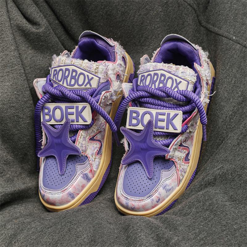 Moda Coreana Homens Mulheres Chunky Tênis Esportivos Sapatos Baixos Sapatos de Tornozelo Mocassins Atlético Casual Moda Estrela Estudantes Sapatos de Bordado Sapatos Esportivos