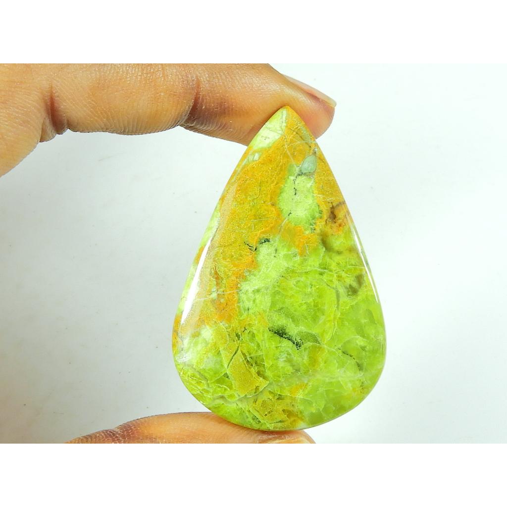 29X43X05 MM Natural Green Opal Pear Shape Cabochon Loose Gemstone 40Cts. SK-4750