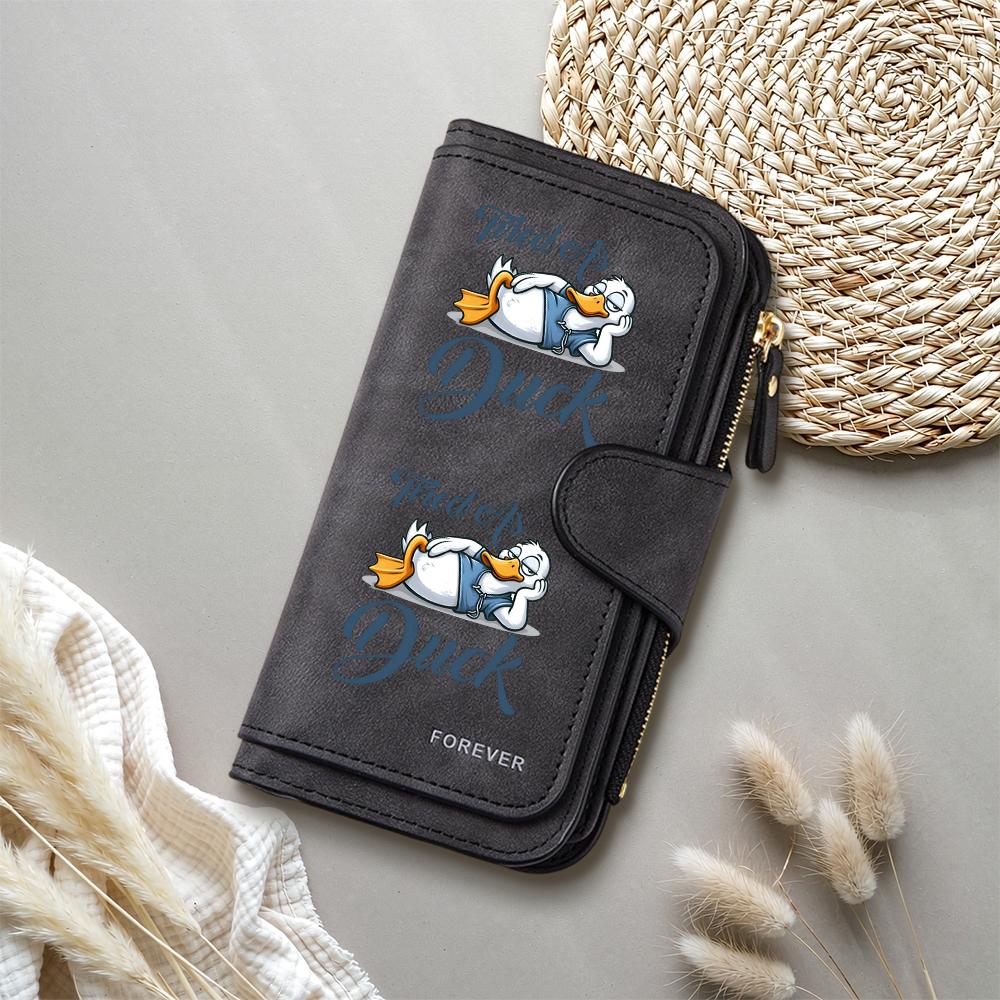 Cute Cartoon Duck Print Long Wallet Fashion Multi Card Holder Purse