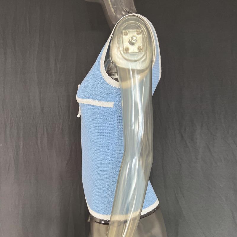 Summer Sleeveless Knit Crop Top Women Deep V Neck Sexy Backless Bow Vest Ladies Street Casual Tops Vacation Knitwear Tank Top 2024 New Fashion