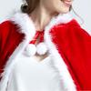 Plush Hooded Ponchos Polyester Christmas Cosplay Costume Windproof Red Xmas Cape  Autumn Winter