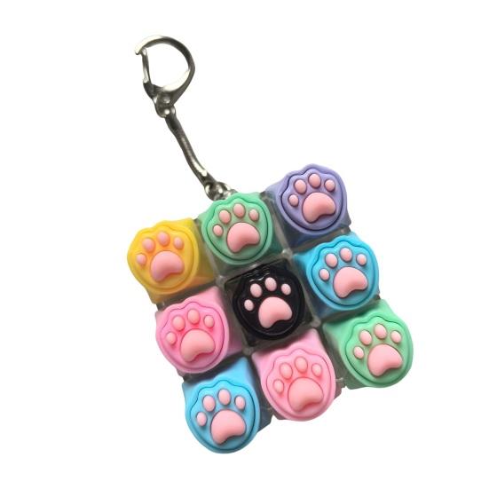 

Cat Paw Keyboard Fidget Toy 9-in-1 LED Light-up Keyboard Keychain Decompression Button Finger Clicker Toy Work Travel Stress Relief Desk Toy With Light