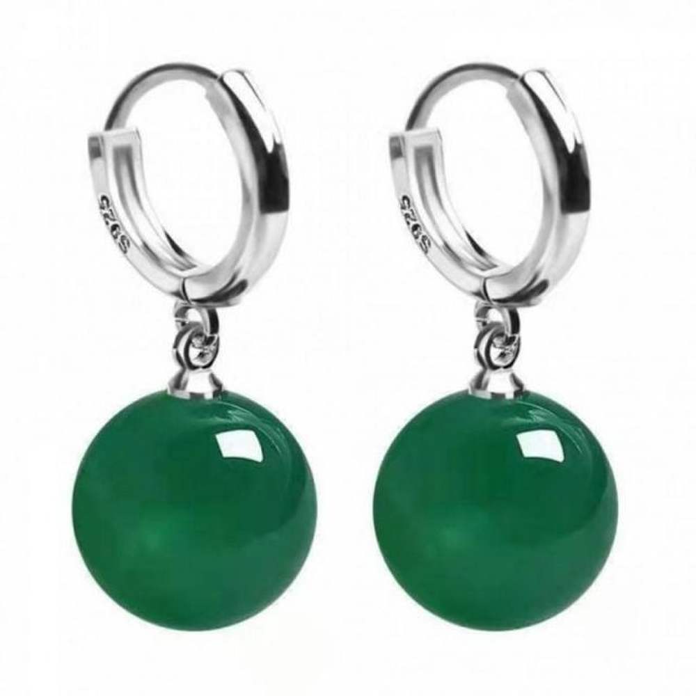 Silver Ring Earrings, Agate Gemstone, Ea Earrings, Earrings, Snaps, Natural S925 Jade