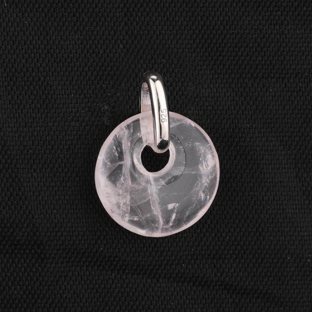 Rose Quartz Donut Pendant 925 Sterling Silver Gold Plated Rhodium Minimal Fine Jewelry Gift for Her