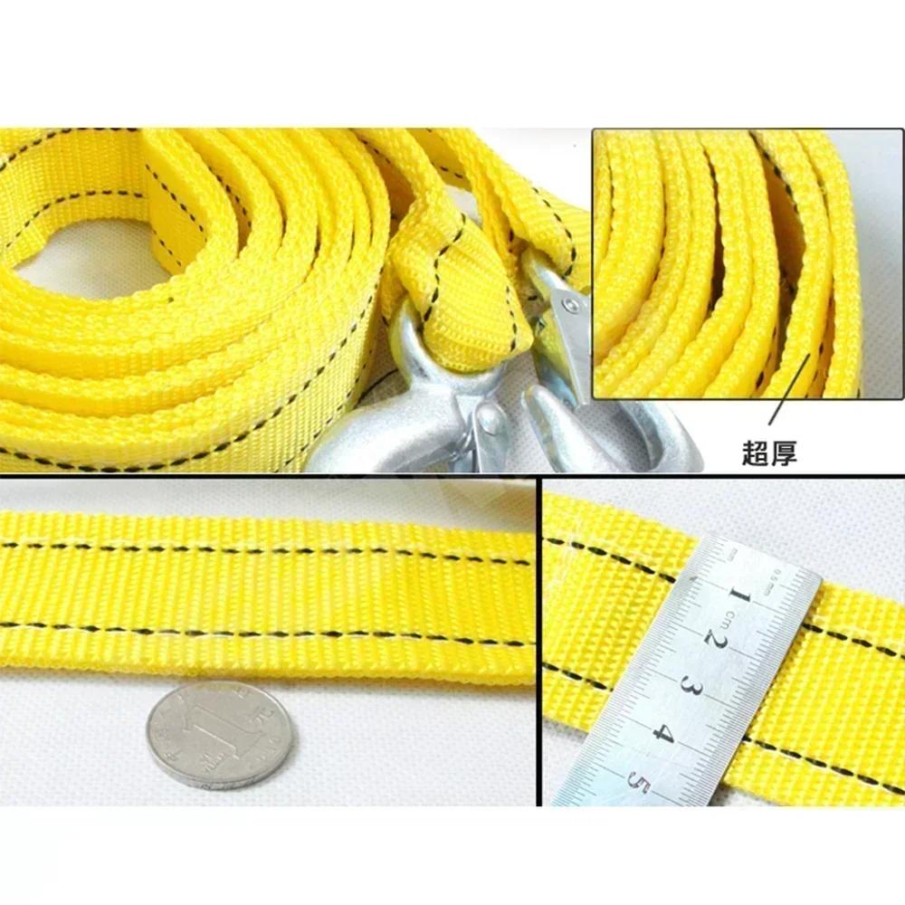 1pcs 4M 5Ton Car Tow Cable Towing Pull Rope Strap With Hooks Portable Self-driving Tourism Heavy Rescue Rope Car Accessories