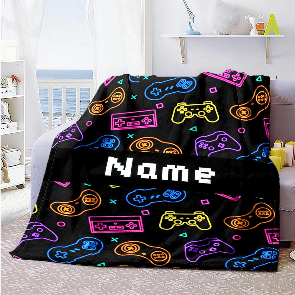 Game Consoles4 Customize Text Blanket Gift Customizable Blanket Durable Comfort for Office Chair Chair Sofa Couch All-Season Use